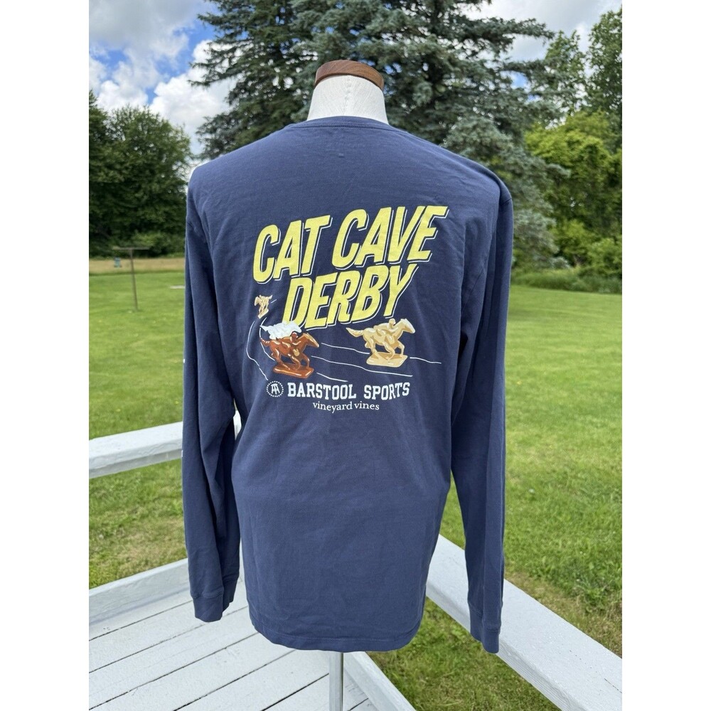 Rare Vineyard Vines x Barstool Sports 'Cat Cave Derby' Navy Long Sleeve Shirt M